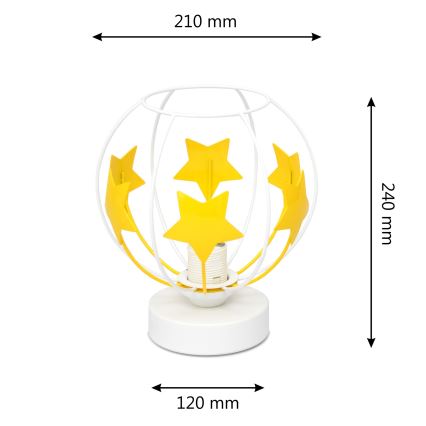 Candeeiro de mesa para crianças STARS 1xE27/15W/230V amarelo/branco