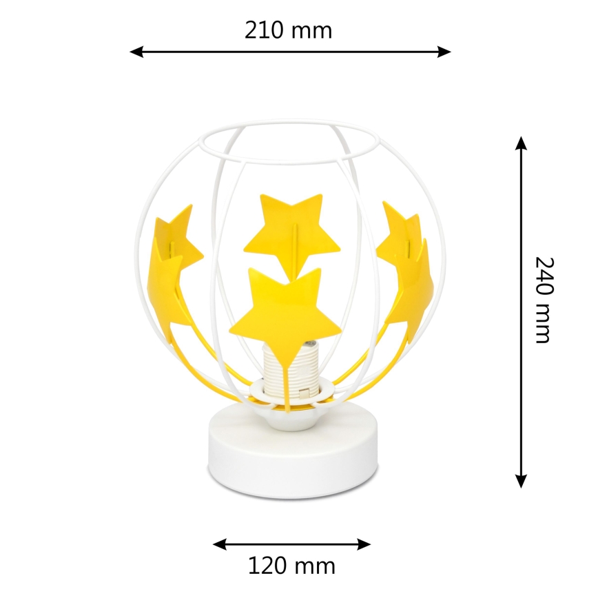 Candeeiro de mesa para crianças STARS 1xE27/15W/230V amarelo/branco