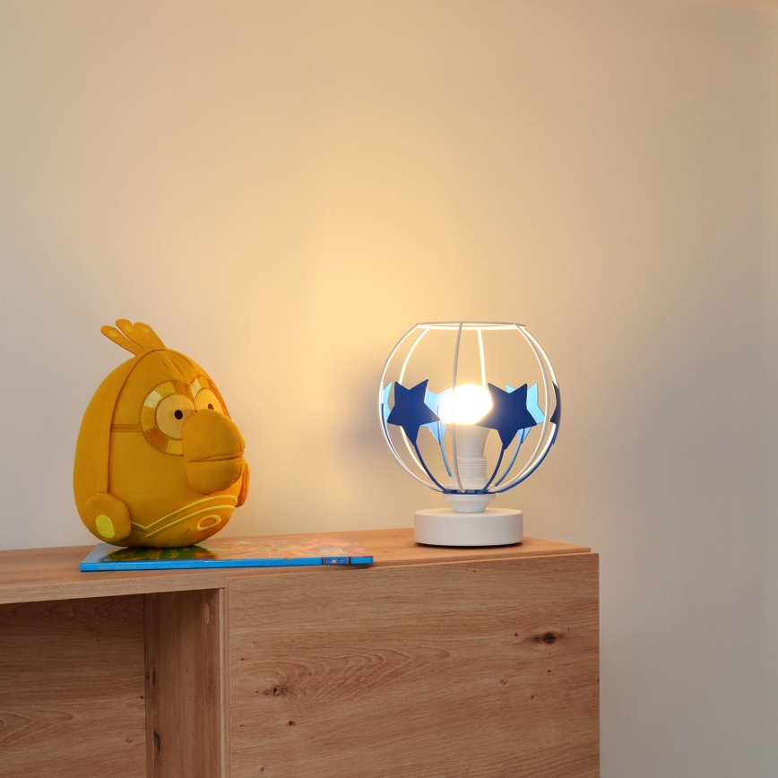 Candeeiro de mesa para crianças STARS 1xE27/15W/230V azul/branco