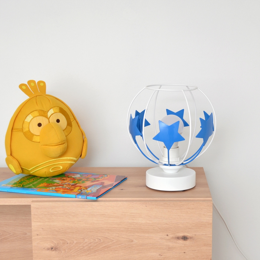 Candeeiro de mesa para crianças STARS 1xE27/15W/230V azul/branco