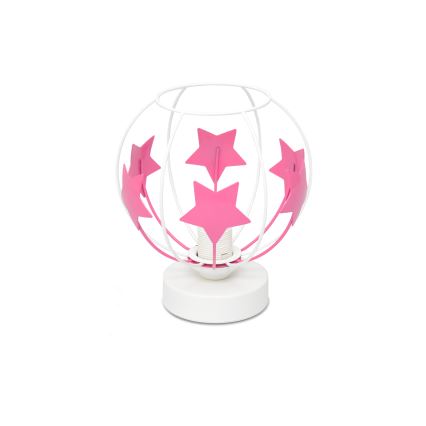 Candeeiro de mesa para crianças STARS 1xE27/15W/230V rosa/branco