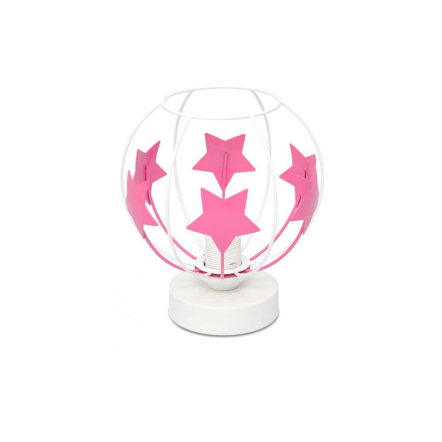 Candeeiro de mesa para crianças STARS 1xE27/15W/230V rosa/branco