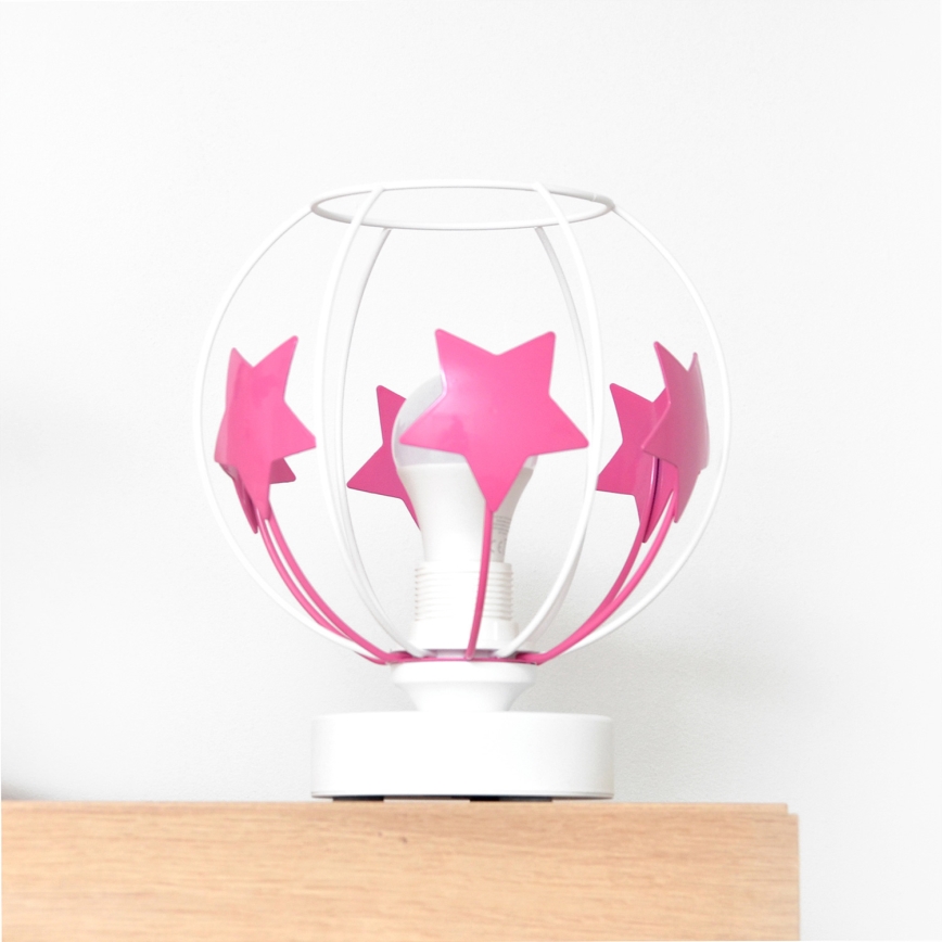 Candeeiro de mesa para crianças STARS 1xE27/15W/230V rosa/branco