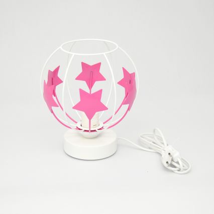 Candeeiro de mesa para crianças STARS 1xE27/15W/230V rosa/branco