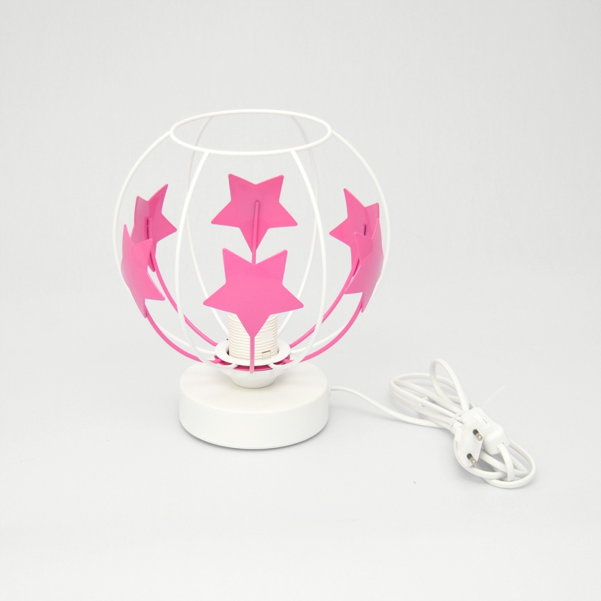 Candeeiro de mesa para crianças STARS 1xE27/15W/230V rosa/branco