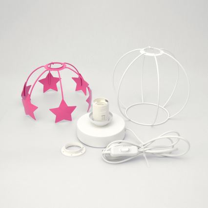 Candeeiro de mesa para crianças STARS 1xE27/15W/230V rosa/branco
