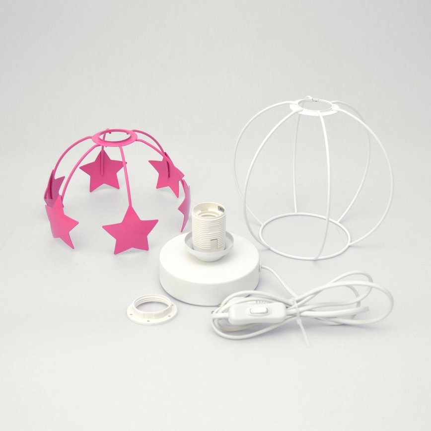 Candeeiro de mesa para crianças STARS 1xE27/15W/230V rosa/branco