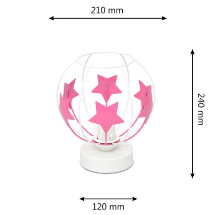Candeeiro de mesa para crianças STARS 1xE27/15W/230V rosa/branco