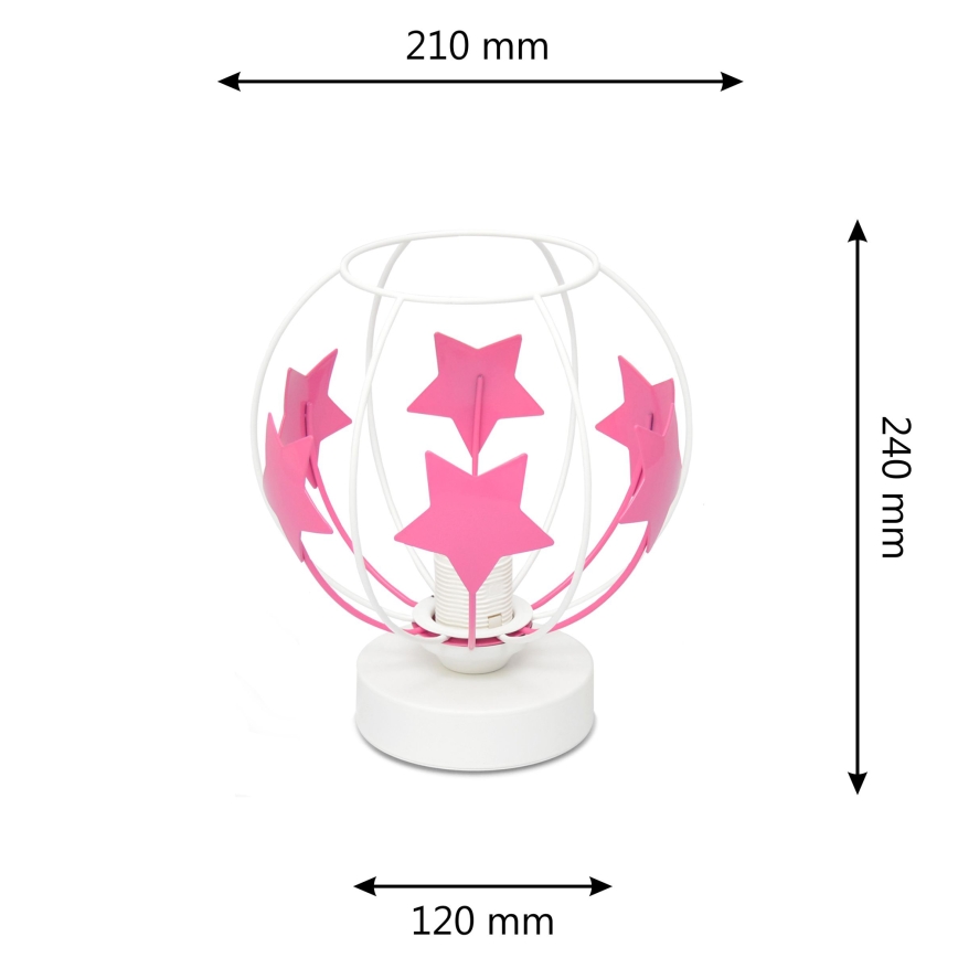 Candeeiro de mesa para crianças STARS 1xE27/15W/230V rosa/branco