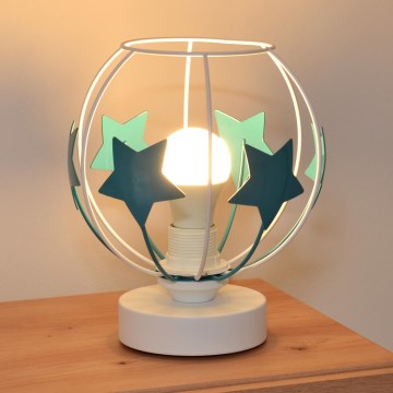 Candeeiro de mesa para crianças STARS 1xE27/15W/230V turquesa/branco