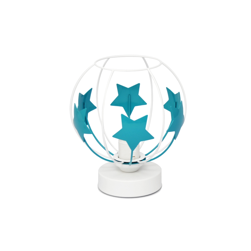 Candeeiro de mesa para crianças STARS 1xE27/15W/230V turquesa/branco