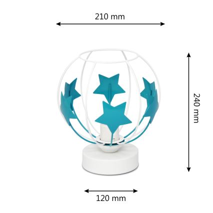 Candeeiro de mesa para crianças STARS 1xE27/15W/230V turquesa/branco