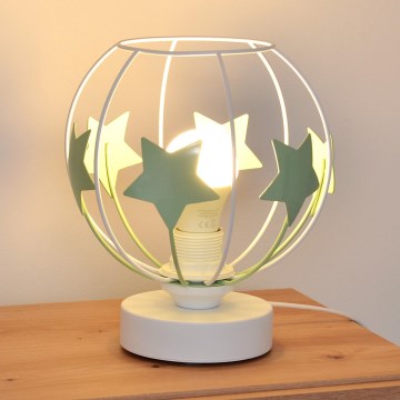Candeeiro de mesa para crianças STARS 1xE27/15W/230V verde/branco