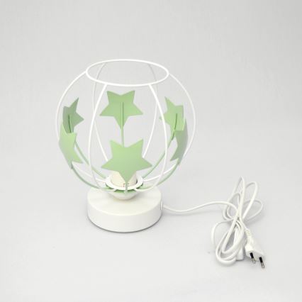 Candeeiro de mesa para crianças STARS 1xE27/15W/230V verde/branco