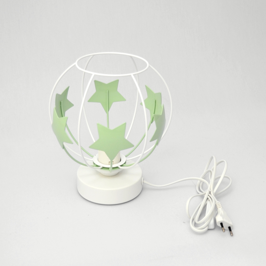 Candeeiro de mesa para crianças STARS 1xE27/15W/230V verde/branco