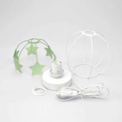 Candeeiro de mesa para crianças STARS 1xE27/15W/230V verde/branco