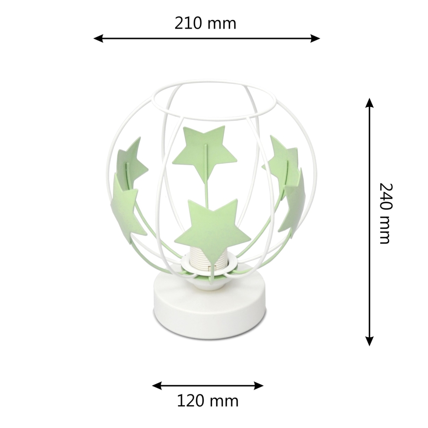 Candeeiro de mesa para crianças STARS 1xE27/15W/230V verde/branco