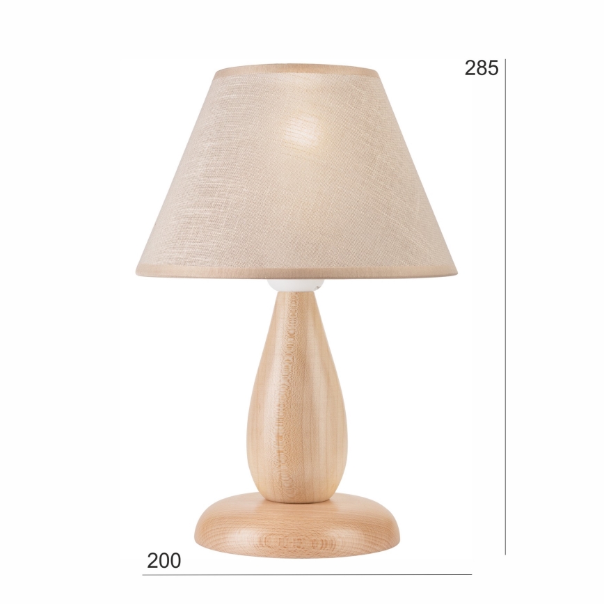 Candeeiro de mesa PERA 1xE27/60W/230V bege/faia