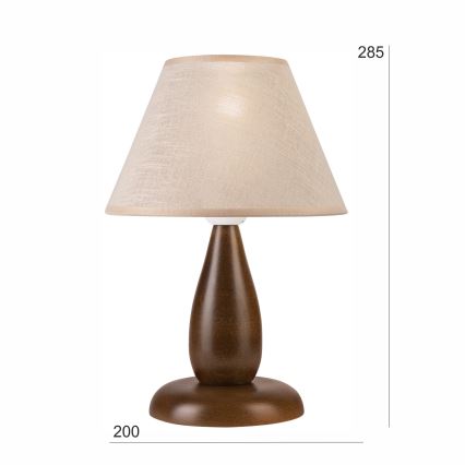 Candeeiro de mesa PERA 1xE27/60W/230V castanho escuro/faia
