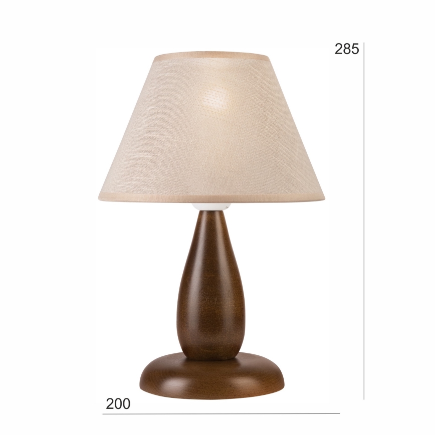 Candeeiro de mesa PERA 1xE27/60W/230V castanho escuro/faia