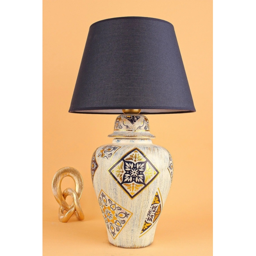 Candeeiro de mesa RAMZES 1xE27/40W/230V azul/bege