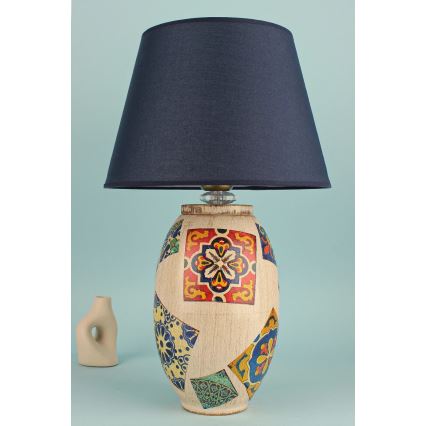 Candeeiro de mesa RAMZES 1xE27/40W/230V azul/bege