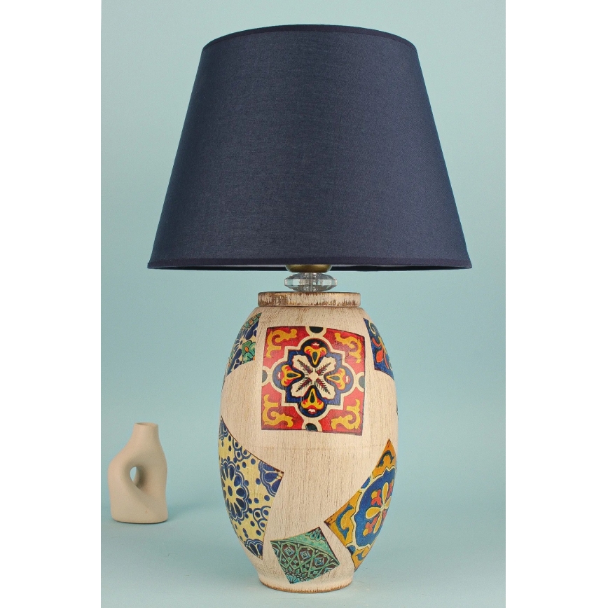 Candeeiro de mesa RAMZES 1xE27/40W/230V azul/bege
