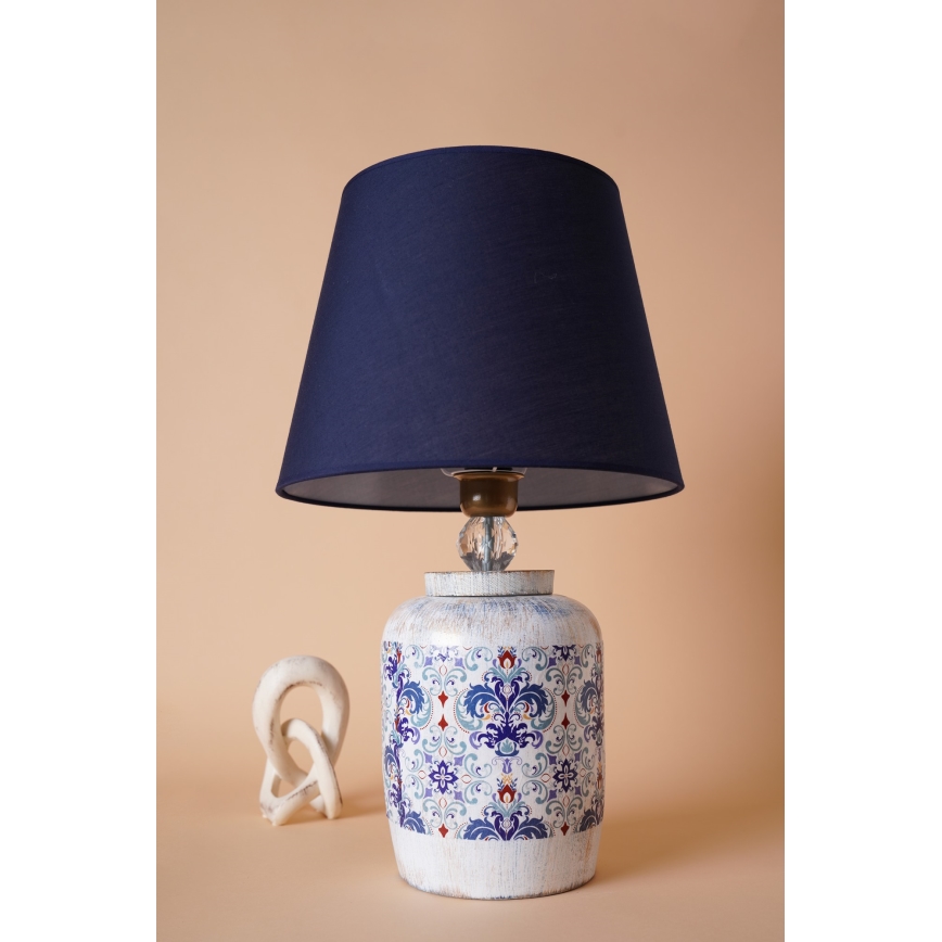 Candeeiro de mesa RAMZES 1xE27/40W/230V azul/branco