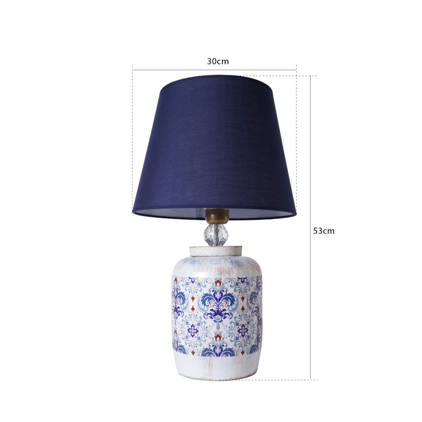 Candeeiro de mesa RAMZES 1xE27/40W/230V azul/branco
