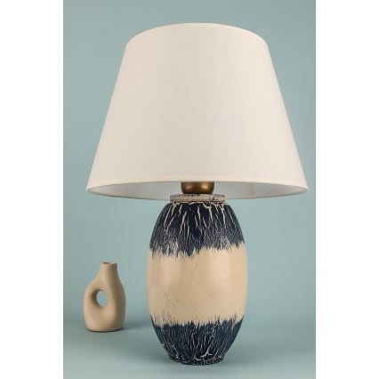Candeeiro de mesa RAMZES 1xE27/40W/230V bege/azul