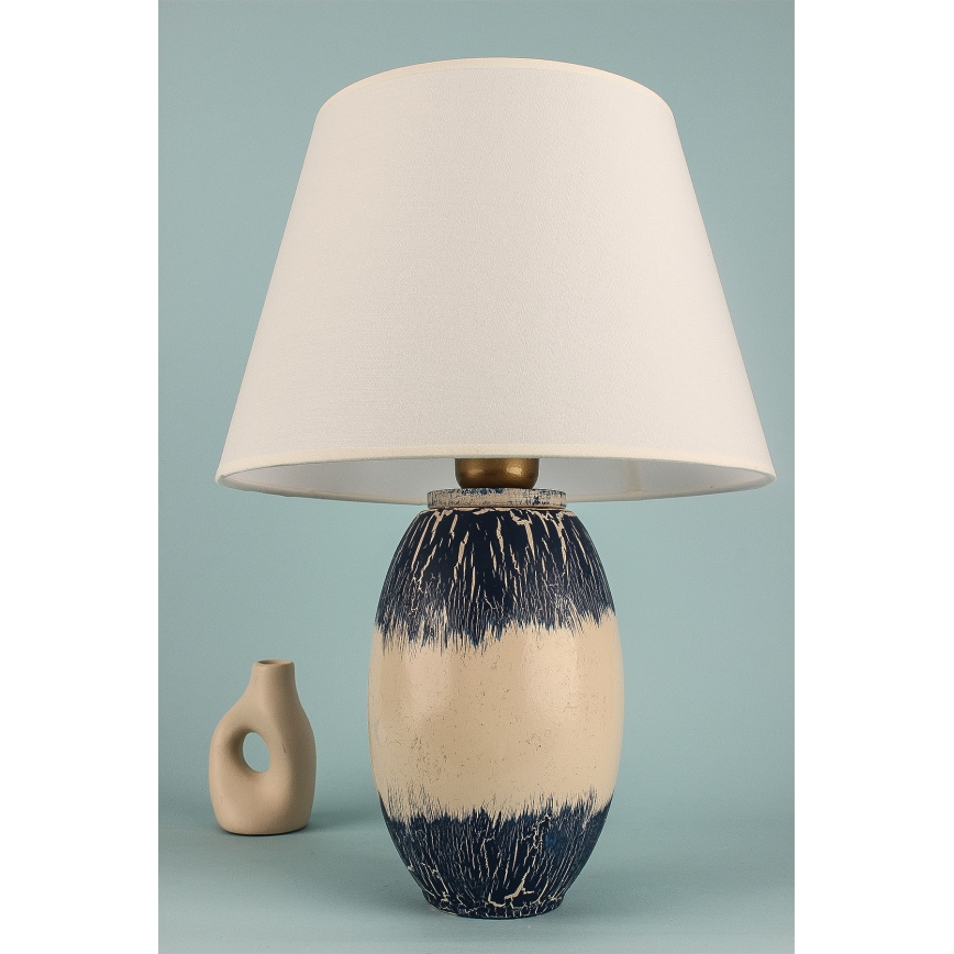 Candeeiro de mesa RAMZES 1xE27/40W/230V bege/azul