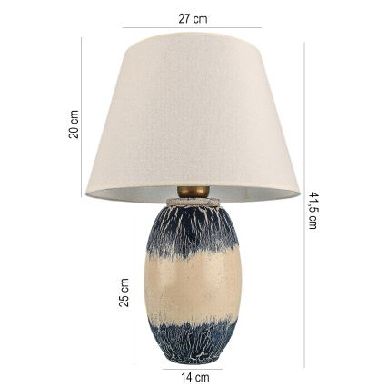 Candeeiro de mesa RAMZES 1xE27/40W/230V bege/azul