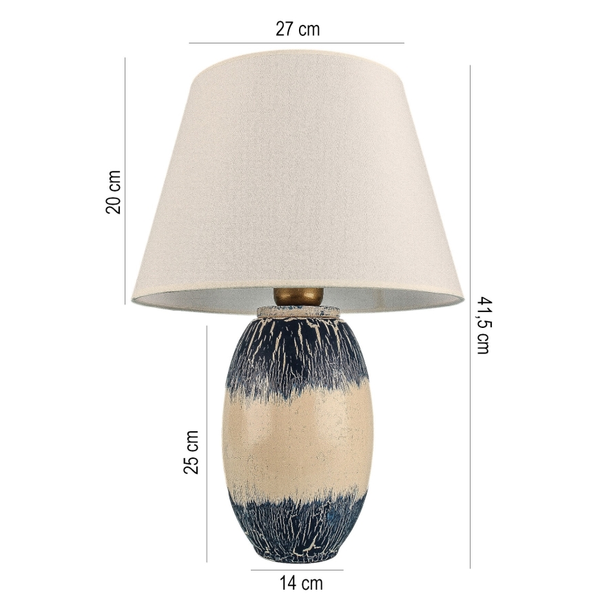 Candeeiro de mesa RAMZES 1xE27/40W/230V bege/azul