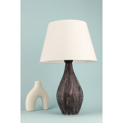 Candeeiro de mesa RAMZES 1xE27/40W/230V branco/castanho