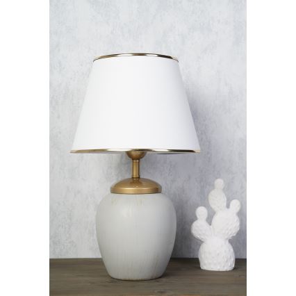 Candeeiro de mesa RAMZES 1xE27/40W/230V branco/cinzento