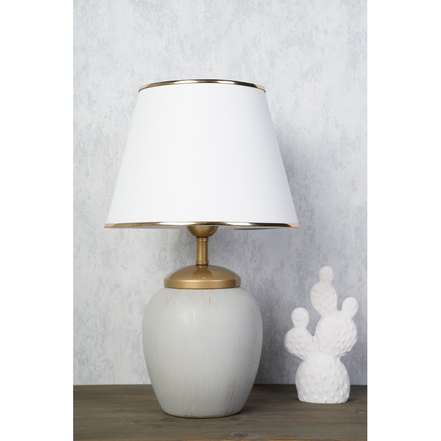 Candeeiro de mesa RAMZES 1xE27/40W/230V branco/cinzento
