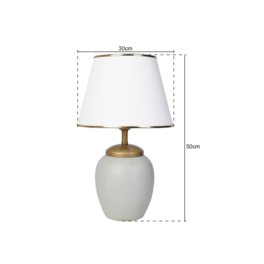 Candeeiro de mesa RAMZES 1xE27/40W/230V branco/cinzento