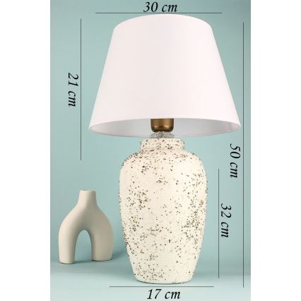 Candeeiro de mesa RAMZES 1xE27/40W/230V branco/creme