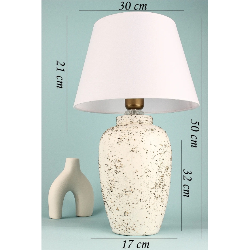 Candeeiro de mesa RAMZES 1xE27/40W/230V branco/creme