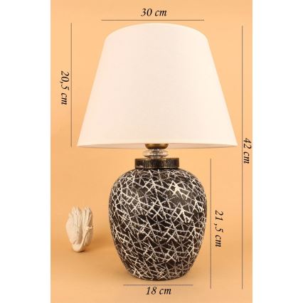 Candeeiro de mesa RAMZES 1xE27/40W/230V branco/preto