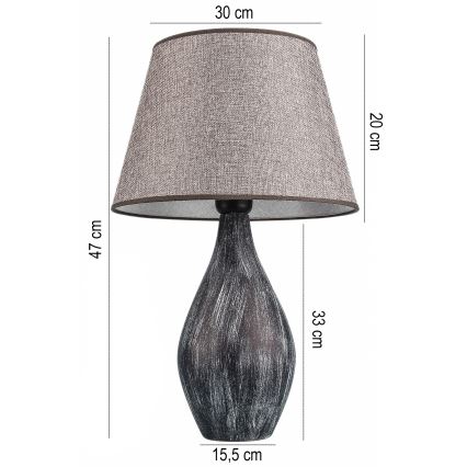 Candeeiro de mesa RAMZES 1xE27/40W/230V cinzento