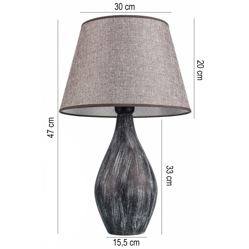 Candeeiro de mesa RAMZES 1xE27/40W/230V cinzento