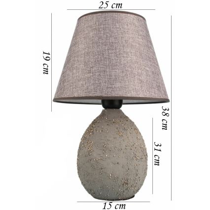 Candeeiro de mesa RAMZES 1xE27/40W/230V cinzento