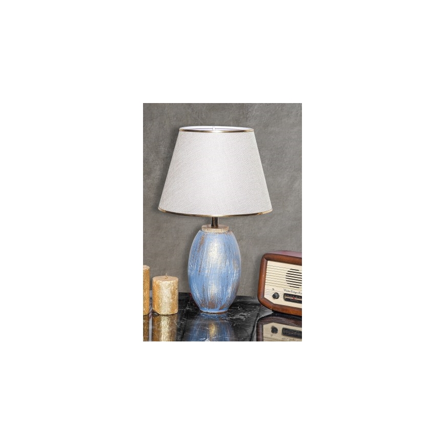 Candeeiro de mesa RAMZES 1xE27/40W/230V creme/azul