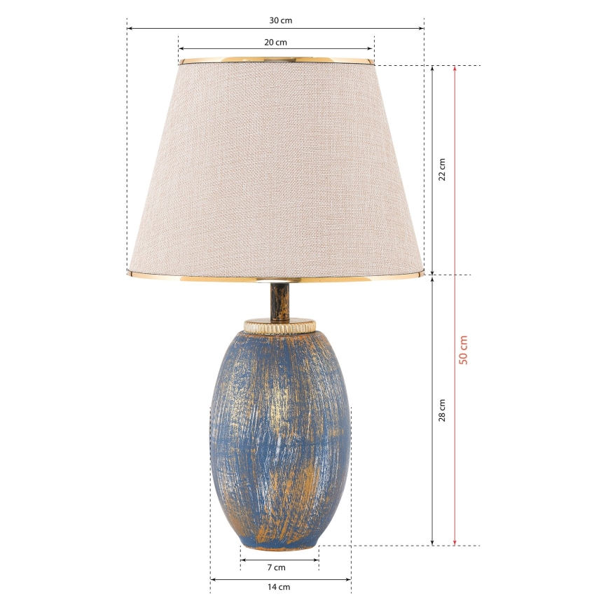 Candeeiro de mesa RAMZES 1xE27/40W/230V creme/azul