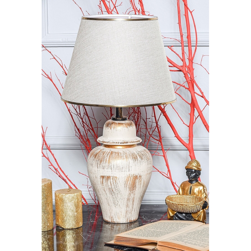 Candeeiro de mesa RAMZES 1xE27/40W/230V creme/dourado