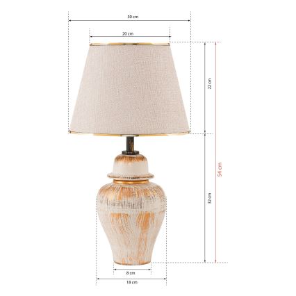 Candeeiro de mesa RAMZES 1xE27/40W/230V creme/dourado