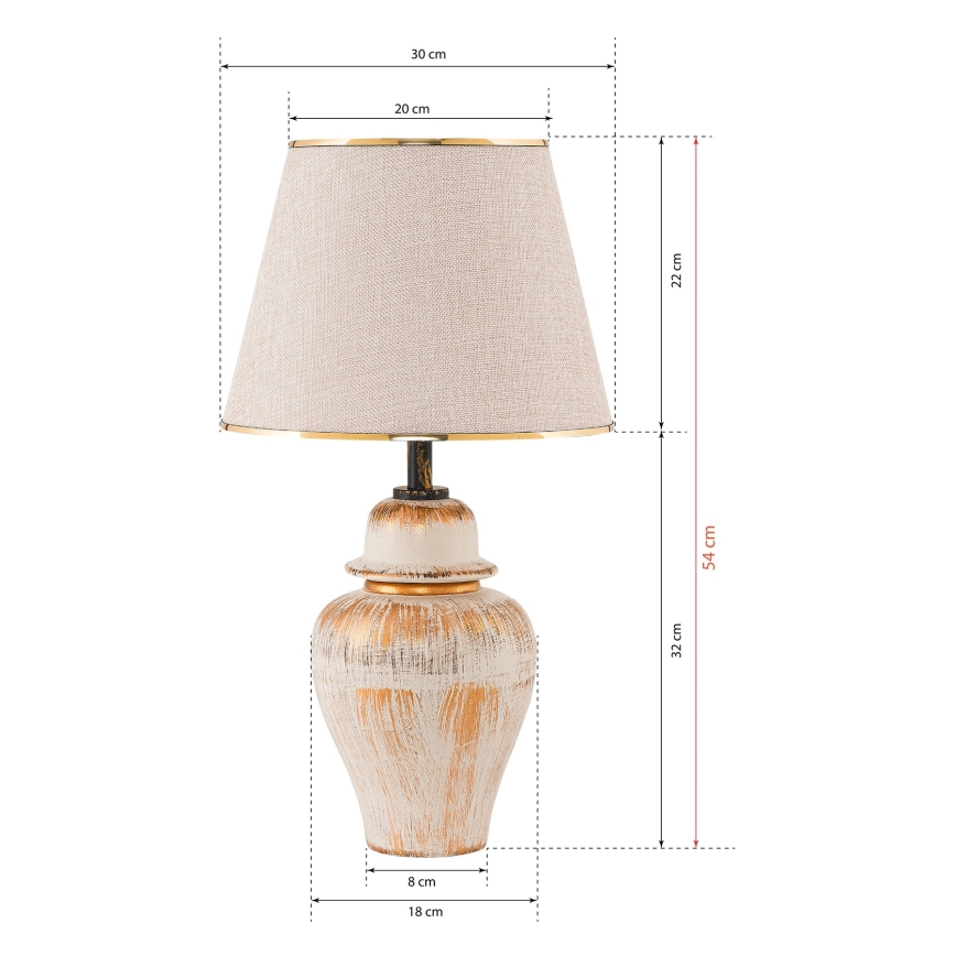 Candeeiro de mesa RAMZES 1xE27/40W/230V creme/dourado