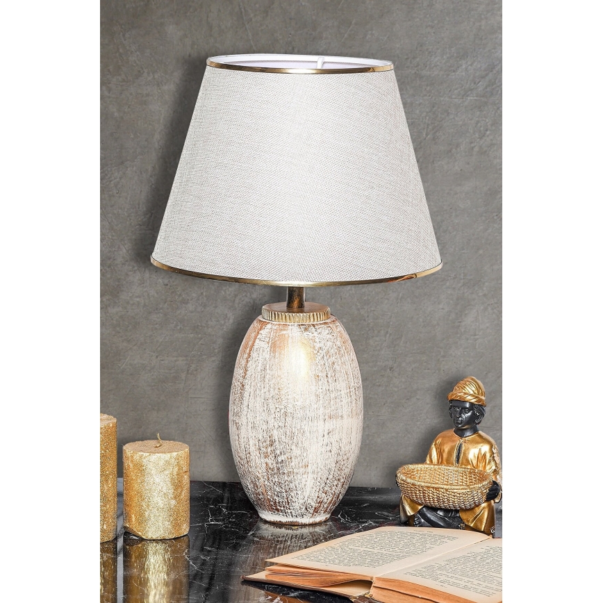Candeeiro de mesa RAMZES 1xE27/40W/230V creme/dourado