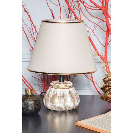 Candeeiro de mesa RAMZES 1xE27/40W/230V creme/dourado